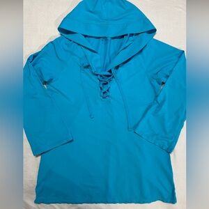 UV Skinz Hoodie Swimsuit Coverup Bathing Suit cover up Turquoise Beach Swim Lrge